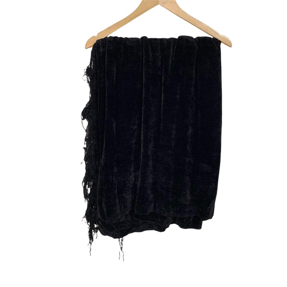 Jeffrey Aronoff Black Fringe Large Heavy Throw Blanket - Picture 1 of 4